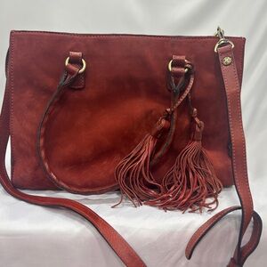 Patricia Nash Primrose Satchel in deep red
